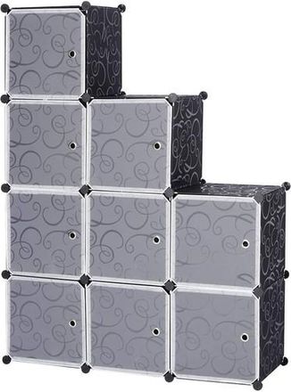 Woltu Woltu 9 Organizzatori A Cubo Con Ante. Armadio Armadietto Guardaroba In Plastica Nero