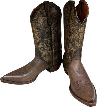 Nocona Boots Womens Floral Pointed Toe Boots In Gold