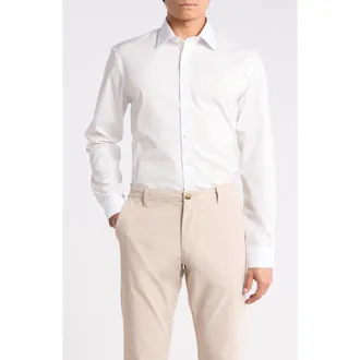 Nordstrom Rack Trim Fit Plaid Cotton Dress Shirt in Purple Arno Check at Nordstrom Rack, Size 15.5 - 34/35
