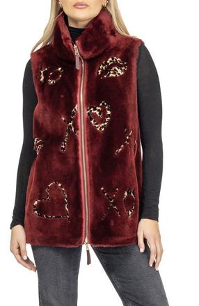 Gorski Reversible Genuine Shearling Zipper Vest in Wine/xo Lprd at Nordstrom, Size X-Small