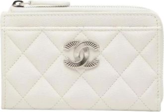 Chanel Pre-owned Wallets, female, White, Size: ONE SIZE Pre-owned Caviar Card Case Coin Case