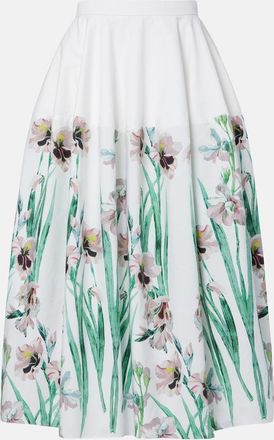 Erdem Falda midi de algod&oacute;n floral