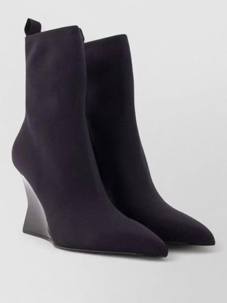 Balmain cotton wedge heel ankle boots