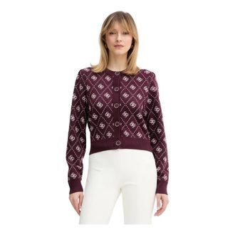 Guess Truien & Vesten, Dames, Veelkleurig, M, Polyester, Gebreide Cardigan met Patroon