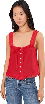 Faherty Sunny Top Womens Clothing Poppy Red : XL, Linen