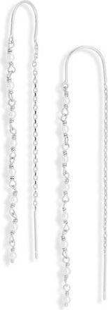 Nordstrom Rack Demi Fine Faux Pearl Threader Earrings in White- Silver at Nordstrom Rack