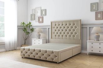 Sloomy Vienna Coniston Divan Base 2 Drawers - 54 Headboard & 12 Footboard in Cream | Size: Small Double