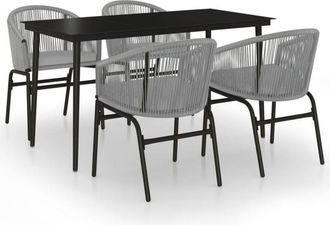 vidaXL Vidaxl - Juego De Comedor Para Jard&iacute;n 5 Piezas Rat&aacute;n Sint&eacute;tico Gris