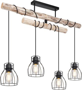 Globo Lighting Plaf&oacute;n - Mina - Natural Negro - Madera Metal - Gran
