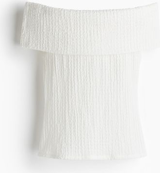 H&M Off-Shoulder-Shirt - White