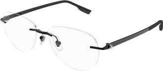 Montblanc Montblanc Eyeglasses Round Rimless, Black Frame And Clear Demo Lens Lens Mb0186O001