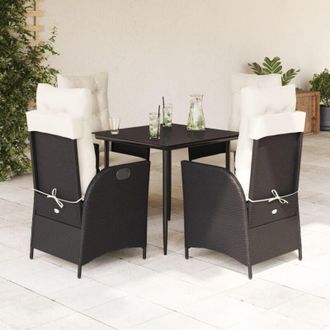 vidaXL Set De Muebles Jard&iacute;n 5 Pzas Con Cojines Rat&aacute;n Sint&eacute;tico Negro Vidaxl
