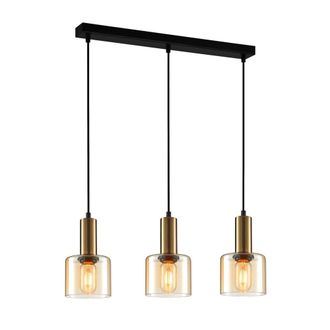 Netlighting Santia Modern 3 Light Bar Pendant Ceiling Light E27 in Copper