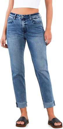 HINT OF BLU Raw Hem High Waist Slim Boyfriend Jeans in Vera Blue at Nordstrom, Size 25