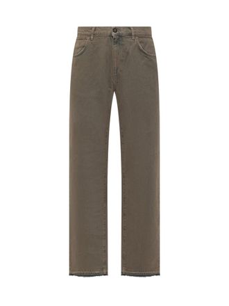 Amish Brown Straight Mid Rise Jeans