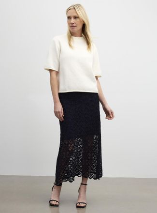 Contemporaine Womens Floral guipure maxi skirt