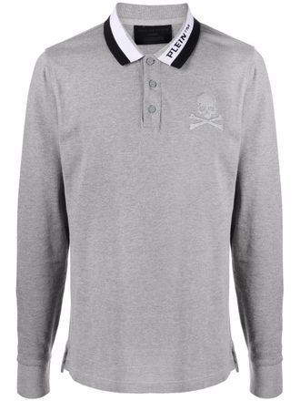 Philipp Plein logo skull print polo shirt - Grey