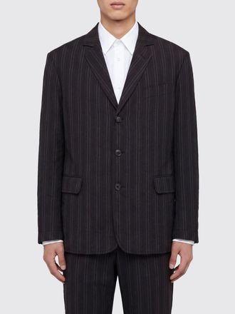 Ferragamo Blazer monopetto in misto lino con fantasia gessata