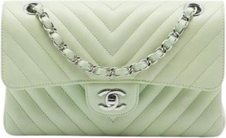 Chanel Pre-owned Classic Flap Schoudertas - Dames - Vintage Schoudertas - Groen - ONE Size - Leer - Vintage