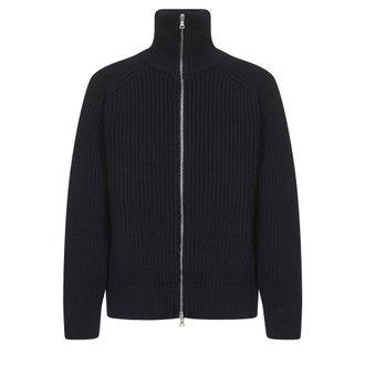 Dries Van Noten Cardigan met hoge kraag en ritssluiting - Heren - Truien - Zwart - Maat: M Zijde