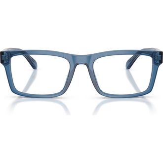 Emporio Armani 57mm Rectangle Optical Glasses in Shiny Blue /Demo Lens at Nordstrom