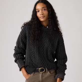 Levi's Leilah Cable Crewneck Sweater - Womens - XS - Black
