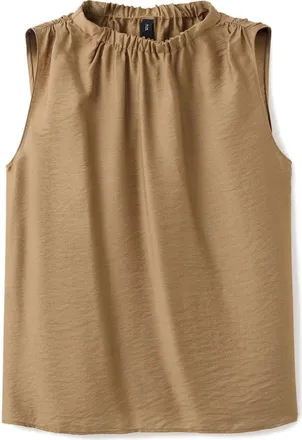 Mango Mock Neck Satin Top in Brown at Nordstrom, Size Small