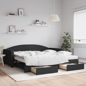 vidaXL Vidaxl - Sof&aacute; Cama Nido Con Cajones Tela Negro 100x200 Cm