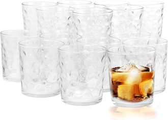 Gibson Home Great Foundations 16 Piece Tumbler and Double Old Fashioned Glass Set in Bubble Pattern