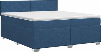 vidaXL Cama Box Spring Con Colch&oacute;n Con Cabecera Azul 200 X 200 Cm Tela Vidaxl