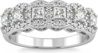 Pompeii3 1Ct Princess Cut Diamond Wedding Ring Stackable Band 14k Gold Lab Grown