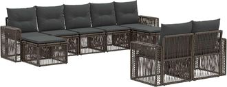 vidaXL Conjunto De Sof&aacute;s De Jard&iacute;n 9 Uds. Gris Y Gris Oscuro Vidaxl