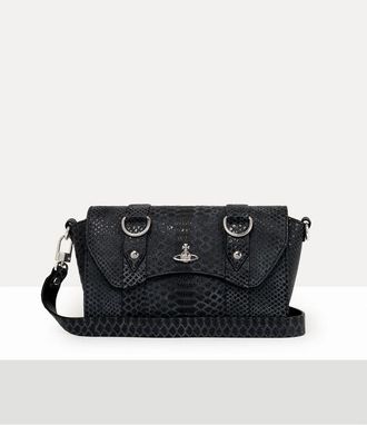 Vivienne Westwood Kimmy Crossbody Snake-effect Leather Dark-grey