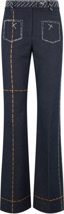 Moschino Flared Jeans Hoge Taille Denim Elegant - Dames - Wijde Broeken - Grijs - S - Denim - Broeken