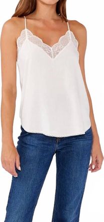Lovestitch Spaghetti Strap Lace Trim Cami Top In Vanilla