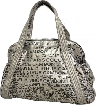 Chanel Black Gray Leather Tote Bag (Pre-Owned)