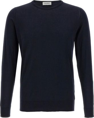 John Smedley Hombre, Jerseys, Azul, Talla: L
