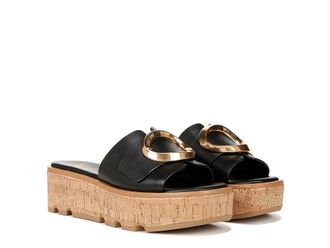 Franco Sarto Hoda Cork Platform Slide Sandals Womens Sandals Black Leather : 6.5 M