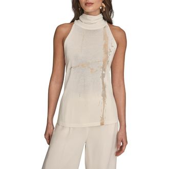 DKNY Abstract Print Sleeveless Cowl Neck Top in Cream at Nordstrom, Size X-Large