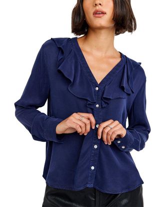 Bella Dahl Ruffle V-Neck Button Up