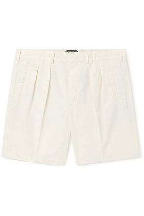 Tom Ford Straight-Leg Pleated Cotton and Silk-Blend Poplin Shorts
