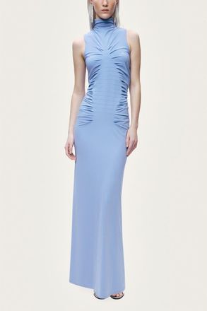 Nocturne Sleeveless Ruched Maxi Dress in Blue at Nordstrom, Size X-Small Eu