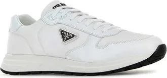 Prada Mens White Nylon And Leather Prax 2.0 Sneakers Bianconero Poliammidericiclata-Vitello