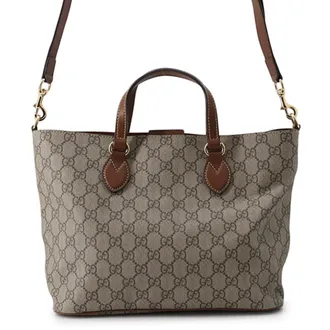 Gucci Beige Brown Gg Supreme Leather Handbag Shoulder Bag Tote Bag (Pre-Owned)