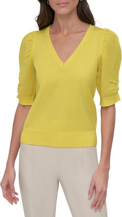 DKNY Dkny V-Neck Twist Sleeve Top