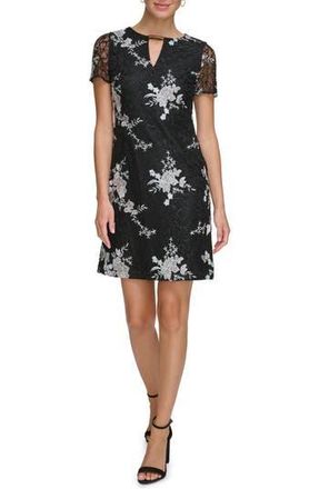 Kensie Embroidered Lace Cocktail Minidress in Black Multi at Nordstrom Rack, Size 2