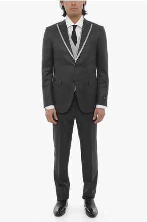 Corneliani Abito Tre Pezzi con Gilet CERIM.ACADEMY in Lana Vergine e Se taglia 48