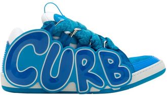 Lanvin Curb Patch Sneakers In Leather in Blue at Nordstrom, Size 37