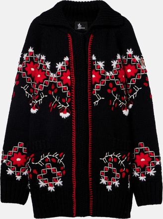 Moncler Embroidered wool-blend cardigan