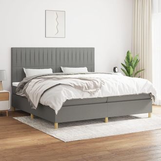 vidaXL Vidaxl - Cama Box Spring Con Colch&oacute;n Tela Gris Oscuro 200x200 Cm